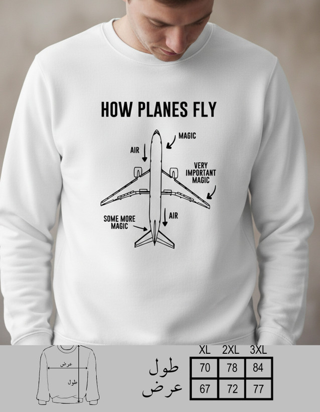 دورس سه نخ مردانه سفید طرح How Planes Fly